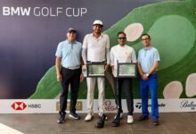 (L-R) Mr. Gautham Gudigopuram – Dealer Principal, KUN Exclusive with Tournament 1 Winners Mr. Harsh Koppaka ( Category A), Mr. Mohan Tayel (Category B) and Mr. Somil Nijhawan, CEO, KUN Exclusive.